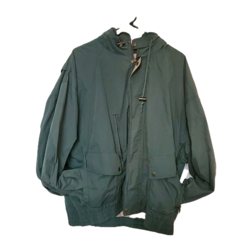 Vintage 90s Cal Craft Olive Green Utility Jacket 2XL Nylon Workwear Windbreaker